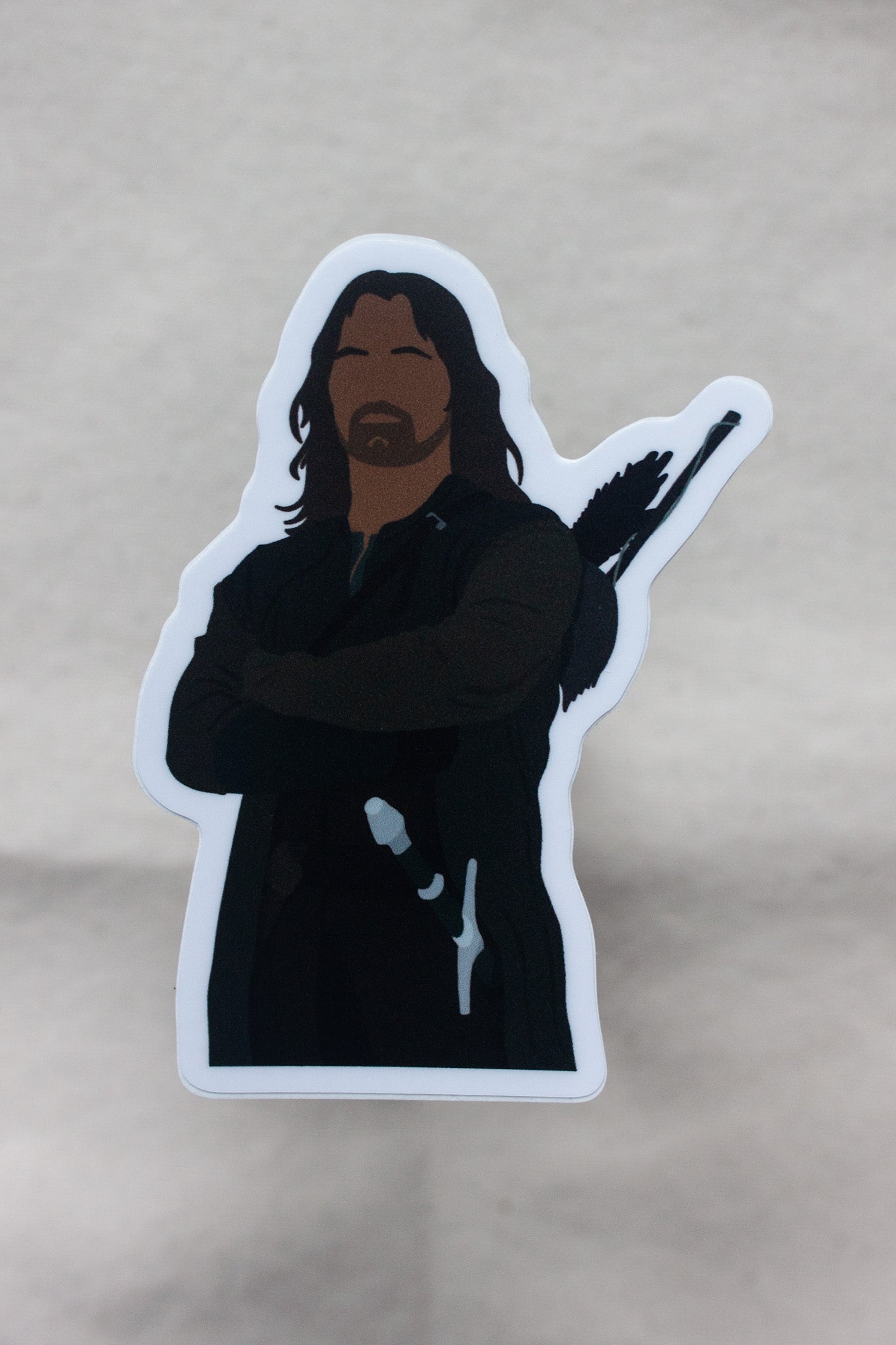 Aragorn sticker from The Lord of the Rings, showing the noble ranger with sword in hand, ready for battle. A perfect addition for fans of Aragorn and Tolkien’s epic adventure.